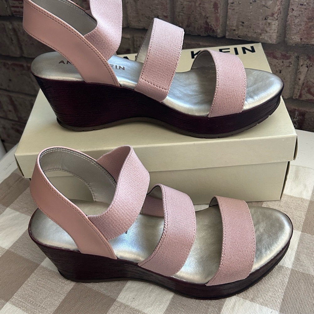 Anne Klein Blush Pink Wedge Sandals